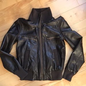 BDG Urban Outfitters faux bomber jacket choc brown